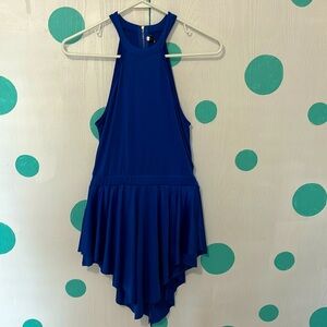 Fancyqube Royal Blue Halter Romper with Zipper